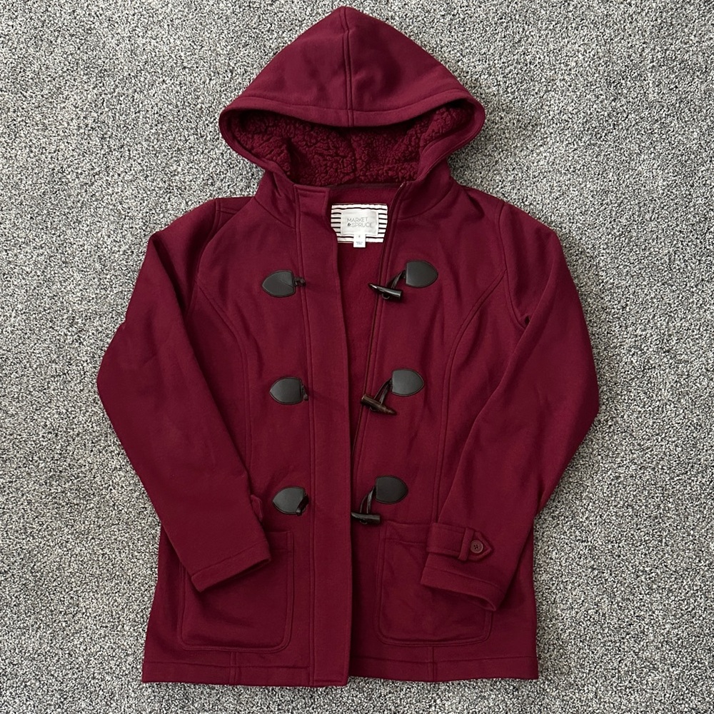 Market & Spruce Maroon Toggle Jacket
